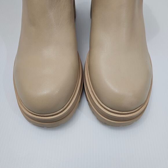 Marc Fisher Pietro Ankle Bootie Women 9.5 Tan Leather Platform Chelsea Lug Sole - Picture 7 of 16